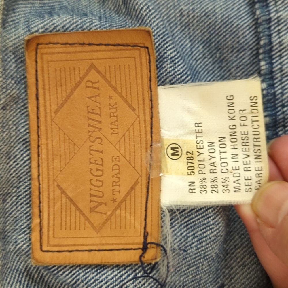 Vintage Nuggetswear oversized cropped blue denim jean jacket, sz Med - Picture 13 of 16